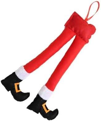 Opuweiy Car Christmas Elf Decoration, Hanging Santa Legs, Christmas Car Accessories (Red)
