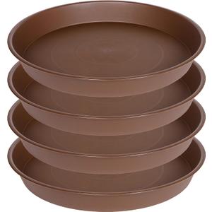 4 Pack of 18 19 inch Plant Saucer Drip Tray (16.6 inch Base), Heavy Duty Large Deep Plant Saucers for Pots, Bird Bath Bowls, Plastic Planter Water Trays for Indoors Outdoor (18", Chocolate)