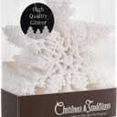 Christmas Traditions 6 inch Iridescent White Snowflake Ornaments (Set of 18) Glittered Hanging Tree Decorations (White Iridescent)
