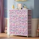 WLIVE Tall Dresser for Bedroom, 11 Drawer Chest of Drawers, Tie-dye Purple Print, 11.73"D x 35.63"W x 42.24"H