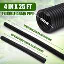 Glooglitter 4 in OD x 25 ft Flexible Drain Pipe Expandable Landscaping Drain Pipe Corrugated Pond Tubing PE Hose Black Solid Tubing for Pond Pump Fountain Garden Swimming Pool Fountain Waterfall