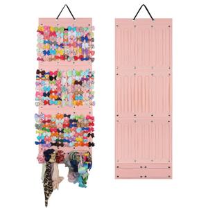 PACMAXI Baby Girl Hair Bows Holder, Hair Clips Storage Hanger For Ribbons, Hair Bows Organizer, Baby Hair Clip Storage Display Sturdy Stand, Wall Hanging for Girl Room (Pink 2, Large)