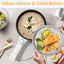 Dezin Electric Pot with Steamer, 1.5L Non-Stick Portable Hot Pot Electric