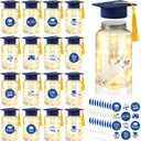 Phoncoo 16 Sets 2026 Graduation Table Decoration with LED Lights, Mason Jar Graduation Centerpieces for Tables with Grad Cap, Stickers for College High Middle School Grad Party Supplies Gifts(Blue)