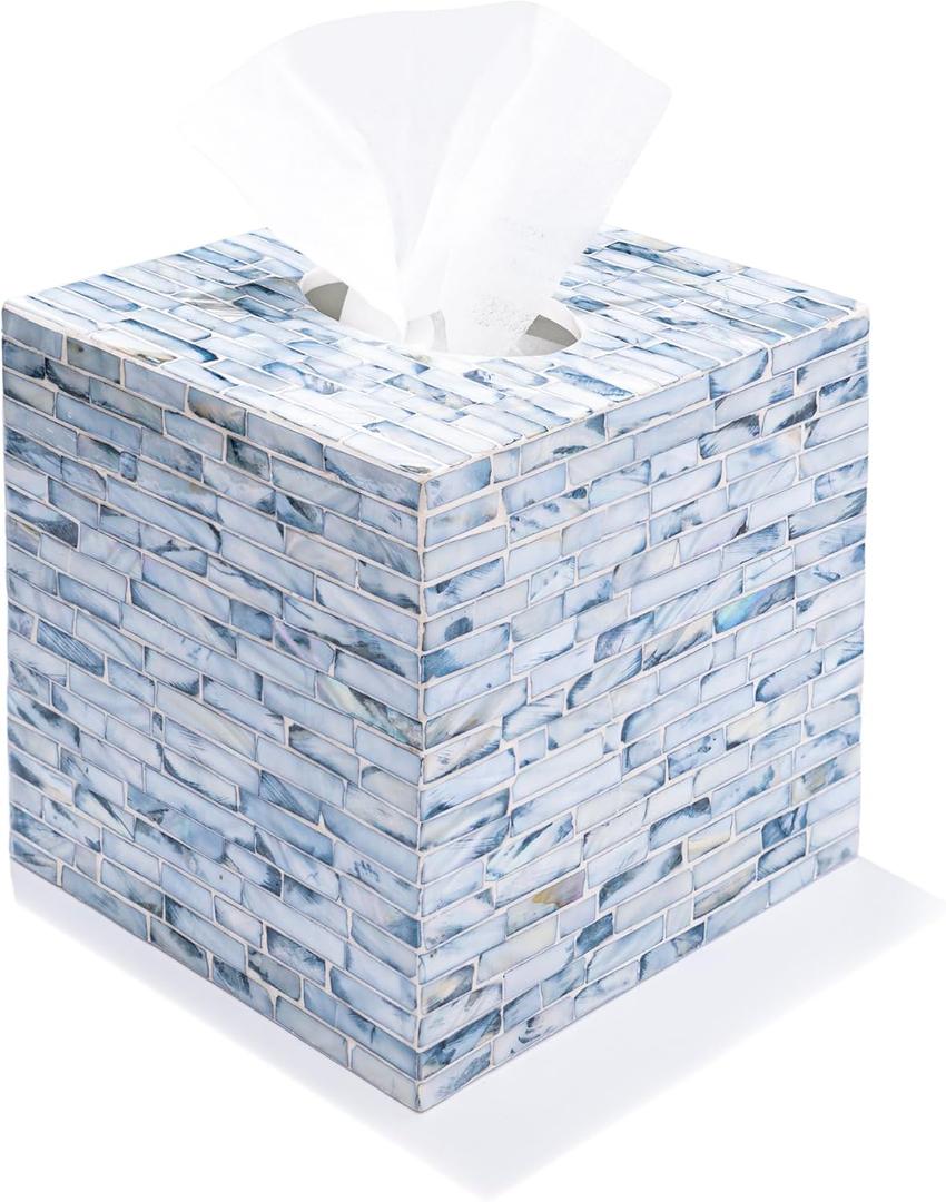 Tissue Box Cover With Mother Of Pearl Inlay