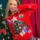 Ugly Christmas Sweater Soft Lightweight Warm Pullover Holiday Chunky Christmas Sweaters Tops Vintage Stylish (Medium, 07-women-red-tree)