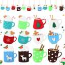 AceOrbit 12 Pcs Hot Cocoa Christmas Ornaments Felt Hot Cocoa Mug Party Decorations with Rope Hanging Gingerbread Marshmallow Coffee Bar Ornaments Gifts Crafts for Holiday Christmas Decor