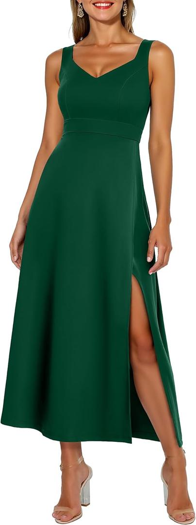 Bbonlinedress Women Fall Wedding Guest Dress Cocktail Formal Slimming Long Elegant for Gowns and Evening Dresses Dark Green M (Green, M)