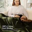 100% Cotton Cable Knit Throw Blanket, Lightweight Soft Knit Blanket for Sofa Couch Bed, Breathable All-Season Throw, Cozy Decorative Blanket, 50 x 60 Inch,Olive Green