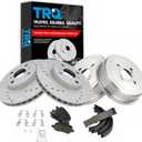 TRQ Front & Rear Ceramic Brake Pad Performance Rotor Shoes & Drum Kit Compatible with Toyota