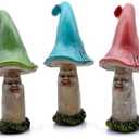 Marshall Home & Garden Mushroom Men - Set of 3 - Blue/Green/Red Resin Miniature Figurine for Fairy Garden, 4 x 1 Inch, MG482