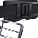 DeBin Cell Phone Belt Case Compatible with Samsung Galaxy Ultra Models (S25 S24 S23 S22 S21), A54/A53/A25/A15, Premium Leather, Magnetic Flap Holster & ID Card Pouch Holder, Black