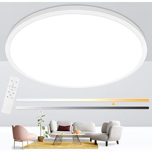 Glowall 24 Inch Led Ceiling Light Fixture, Ultra Thin Flush Mount, Dimmable with Remote Control, 56W, 5600 Lumen, Modern, Round, White, for Kitchen, Dining Room, Bedroom, Living Room, Home Office