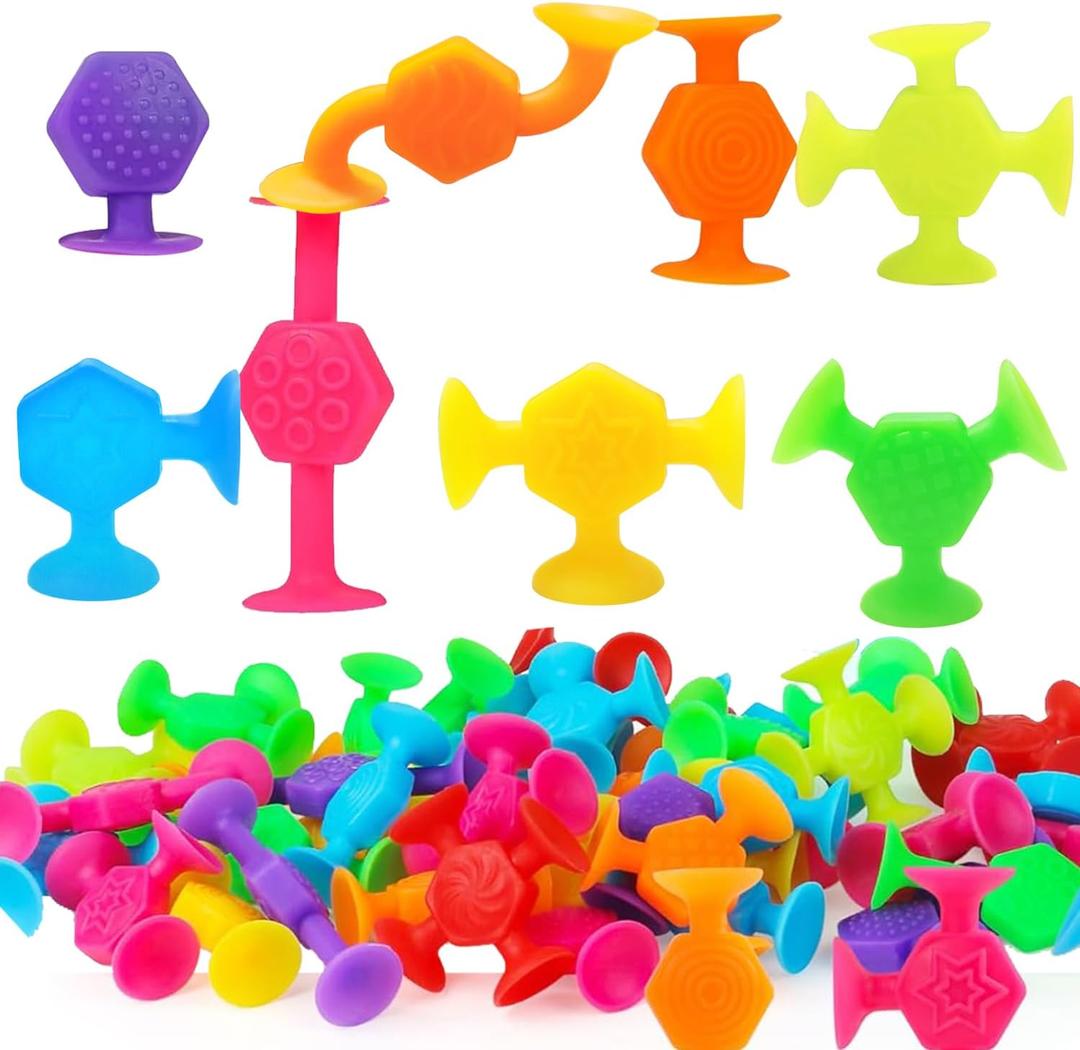 24 Pcs Bath Toys for Kids Ages 3+, Suction Cup Toys for Autistic Children, Stocking Stuffers Travel Window Stem Learning Toys, Bathtub Toys with Dinosaur Eggshell Storage