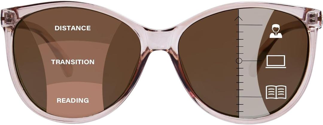 YUKANG Progressive Multifocal Sunglasses for Women Men, Multifocus Sun Readers Outdoor Reading Sunglasses Women's with UV400 LBrown 3.0