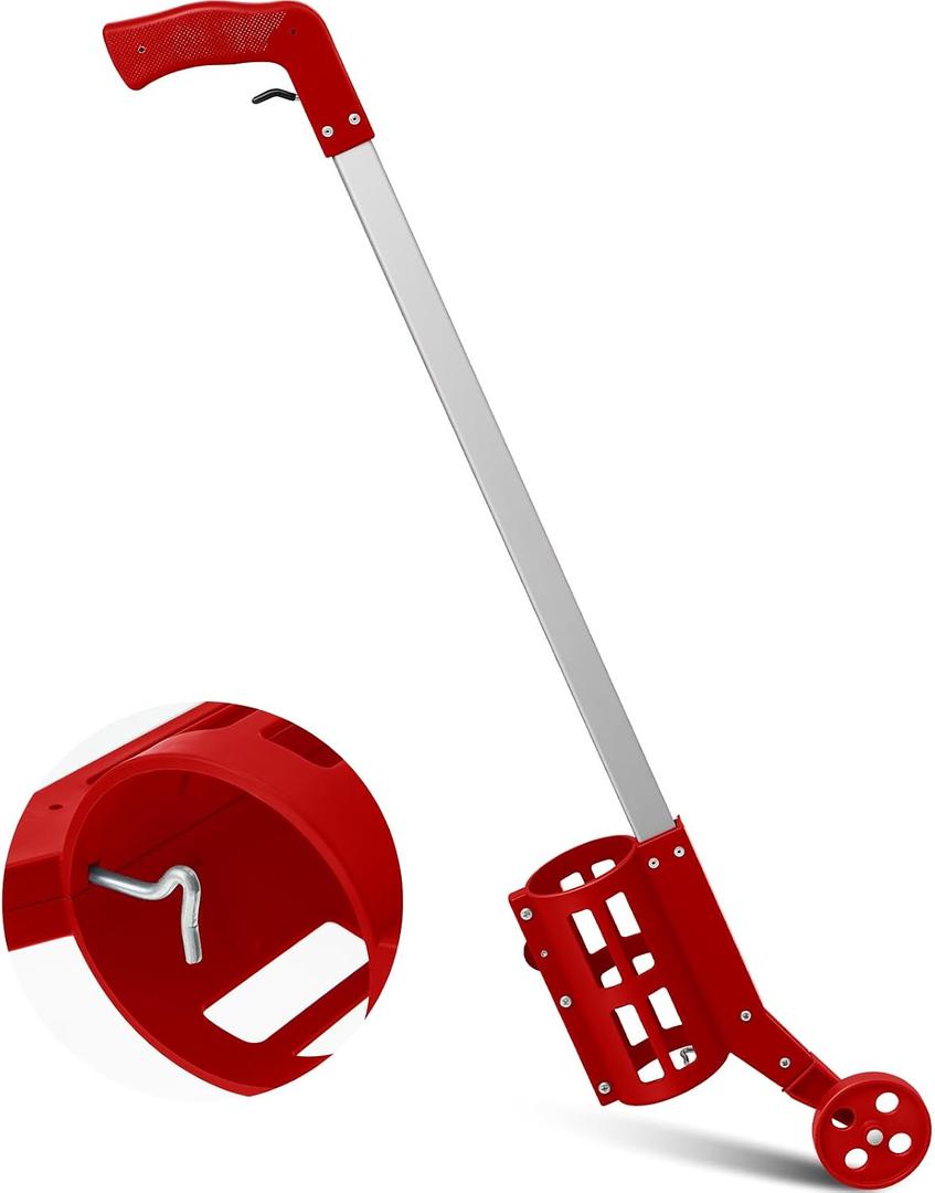 Zonon 1 Pcs Industrial Wheeled Marking Wand for Line Paint Stripe Ground Marking Spray Paint Wand for Survey Painting Spray Stick Line Applicator, Side Push (Red,Side-push), 1 Count