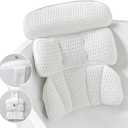 Bath Pillow Bathtub Pillow for Tub Luxury Bath Tub Pillows for Tub Neck and Back Support with 4D Air Mesh Fabric and 8 Strong Powerful Non-Slip Suction Cups Relaxing Bath Accessories Spa Gifts, White