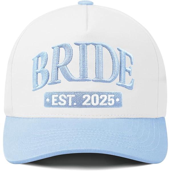 Fetti White + Blue Bride Trucker Hat | Bachelorette Accessory, Bridal Headwear, Bach Party Decorations, Bridesmaid Gift, Wedding Cap