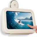 Shower Phone Holder Waterproof, 480 Rotating Wall Mount Adjustable Suction Cup Shower Phone Holder with HD Touch Screen, Fog-Proof Bathroom Case for 4-7 Inch Phones