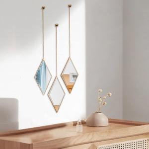 yshengood Diamond Wall Mirror Home Decor Mirror,Hanging Glass Mirror for Living Room and Bedroom (Large, Gold)