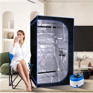 ZONEMEL Full Size Portable Steam Sauna Kit, Personal Full Body Sauna Spa for Home Relaxation, 4 Liters 1500 Watt Steamer, Remote Control, Timer, Foldable Chair