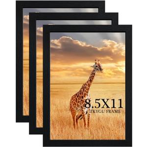 8.5x11 Picture Frame Black Set of 3, Certificate Frame Poster and Photo frame, Horizontal and Vertical Formats for Wall or Tabletop, 8.5x11 Frame with Shatter Resistant Plexiglass, best gift