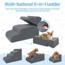 4-Step Dog Stairs, 19.8 Inch High Pet Steps for Small Dogs and Cats, Non-Slip Indoor Pet Ramp, Grey
