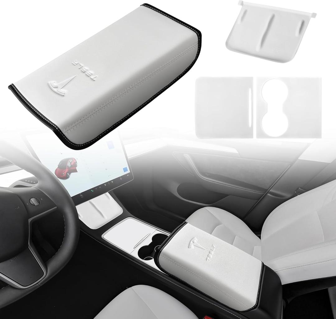 Center Console Cover 3Pcs Designed for Tesla Model 3/Y 2021-2025(Not for Model 3 Highland/Model Y Juniper),Center Console Accessories for Model 3/Y Interior White