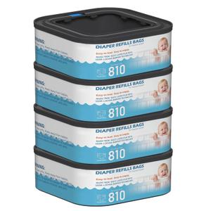 Jumbo Square Refills Disposal Bags Refill Compatible with Diaper Genie Classic, Compact, and Select Pails, Hold Up to 810 Newborn-Sized Diapers Per Refill, 4 Packs