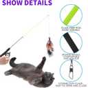 Retractable Cat Teaser Wand Toy, Cat Toys for Indoor Outdoor Cats Interactive Fishing Rod with 8 Pcs Refills Feather Toy, Plush Mouse Caterpillar & Fish