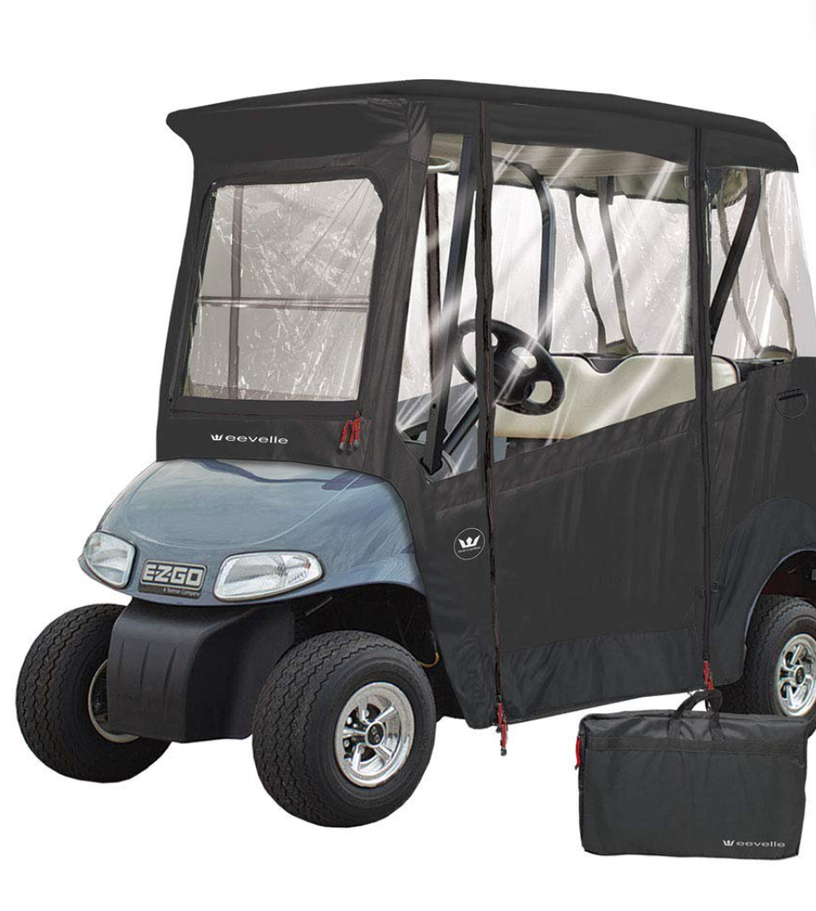 Greenline Eevelle USA Golf Cart Enclosure 2 Passenger Golf Car Cover Heavy Duty, 300D Waterproof DS (68" L x 40" W x 64" H) - Driving Enclosure - Bunker Sand