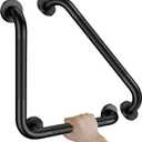 16 Inch L-Shaped Black Bathroom Grab Bars with 20 Inch Straight Munzong Toilet Handicap Grab Rail,Anti Slip Stainless Steel Knurled Safety Handle Support Elderly Injury Senior