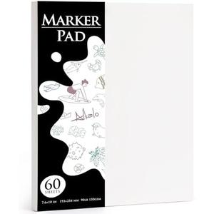 Sketchbook Marker Paper Pad, 90LB/150GSM Thick Sketch Book, 60 Sheets/120 Pages Glue-Bound, Sketch Book for Alcohol Markers, Acrylic Marker, Charcoal Pencil, Ink Pens, Colored Pencil, Oil Pastel,3 pcs