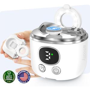 Automatic Electric Nail Clipper with LED Light, Quiet 2-Speed Nail Trimmer and File for Family Use