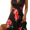 HUHOT Women's Summer Sundress Sleeveless Halter Neck Spring 2025 Floral with Pocket Elastic Waist Ruffle Mini Dresses (Medium)