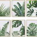 Botanical Wall Art Prints Set of 6 Tropical Leaves Decor Plant Leaf Wall Art Canvas Prints for Wall Decor Green Wall Art Posters Set for Living Room Decor (8"x10" UNFRAMED)