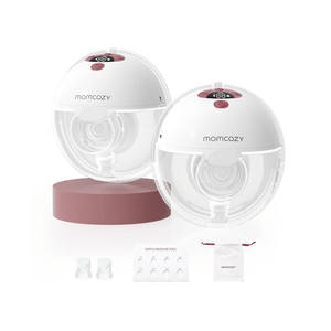 Momcozy M5 Lite Hands-Free Wearable Breast Pump, DoubleFit Flange for Baby-Like Comfort, 3 Modes & 9 Suction Levels, No Flange Insert or Hard Carry Case, 24mm, 2-Pack, Cozy Red