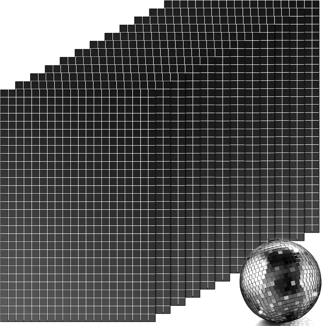Self-Adhesive Mirrors Mosaic Tiles, 7200 Black Glass Pieces, 5 x 5 mm, Modern Style, Square Edge, DIY Craft Mirror Tiles