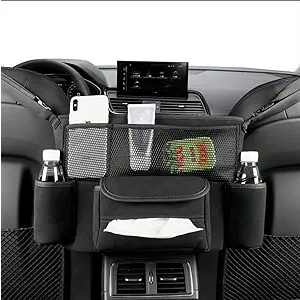 JEYODA Car Handbag Holder Between Seats Suede Large Capacity Car Purse Holder Automotive Consoles & Organizers for Document Phone Storage Car Organizer(1925style 2 black)
