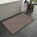 MontVoo -Bath Mat Rug-Rubber Backing Non Slip Quick Dry Absorbent Thin Bathroom Rugs Fit Under Door-Faux Suede Surface Bathroom Floor Mats-Shower Rug for in Front of Bathtub Shower Brown 16"x24"