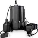 LANCHEZ 1.5 HP 53FT Submersible Sewage/Effluent Pump, 4300 GPH Heavy Duty Cast Iron Sump Pump with Automatic Tethered Float Switch, Idea for Sump Basin, Basement, Residential, 2" NPT Discharge