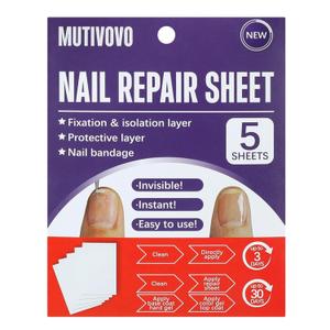 Nail Repair Sheet works for Fixation & Isolation Layer for Broken Nails, Protective Layer for Acrylic, Nail Bandage for Nail Recovery, Invisible Instant and Easy to Use, 5 Pcs