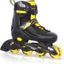 MammyGol Adjustable Inline Skates for Kids Youths Adults, All Wheels Light Up, Indoor and Outdoor Blades Roller Skates for Boys Girls Teen Beginners (X-Large - Adult (6-8 Men/7-9 Women), Yellow)