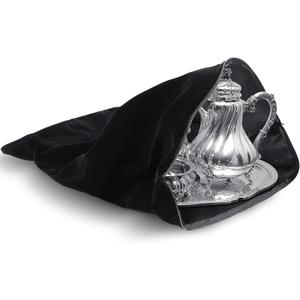 LEIFIDE Silver Storage Bags Oversized 24 x 30 Zipper Anti Tarnish Cloth Bag for Silver Storage, Tray, Jewelry, Flatware, Vase, Polishing Cloth for Tarnish Cleaning(Black)