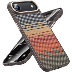 Maledan for iPhone Air Case Carbon Fiber - Slim iPhone 17 Air Case with Caseless Feel [Fit for MagSafe][Real 1500D Aramid Fiber] Shockproof Magnetic Thin & Light Cases iPhone 17Air Anti-Scratch Cover (Sunset)