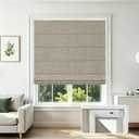 Joydeco No Drill Cordless Roman Shades, Blackout, 37" W × 72" H, Linen