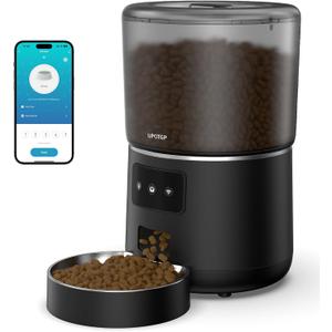 Automatic Cat Feeder, Cat Food Dispenser 4L, 2.4G WiFi Cat Feeder Automatic 1-10 Meals, 1-9 Portions/Meal Timed Cat Feeder, Automatic Pet Feeder for Cats Dog with Stainless Steel Feeding Bowl