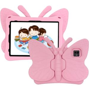 Kids Case for iPad Air 11-inch M3 (2025) / M2 (2024), iPad Air 5th (2022) / 4th Generation (2020) 10.9 Inch, Cute Butterfly Stand Cover for iPad Pro 11 Inch M4 2024 - Pink
