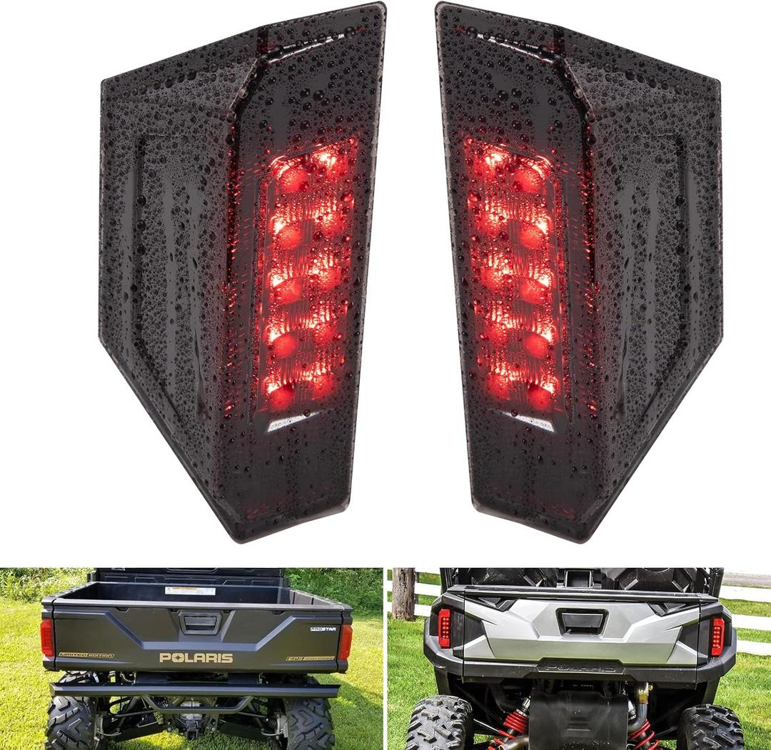 A & UTV PRO LED Tail Lights for 2015-2024 Polaris Ranger 570 Fullsize 900 RGR General Accessories Rear Brake Stop Lights Assembly Replace OEM #2412774, Smoked Pair 2PCS