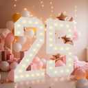 4FT Light Up Numbers, Marquee Numbers 4 Feet Tall Giant Number 25 Mosaic Big Number Sign for 25th Birthday Party Backdrop Anniversary Decorations, Pre-Cut Large Frame